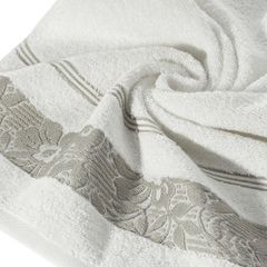 Ręcznik z bawełny z kwiatowym wzorem na bordiurze 50x90cm kremowy+beżowy - 50 X 90 cm - kremowy 5