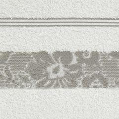 Ręcznik z bawełny z kwiatowym wzorem na bordiurze 70x140cm kremowy+beżowy - 70 X 140 cm - kremowy 4
