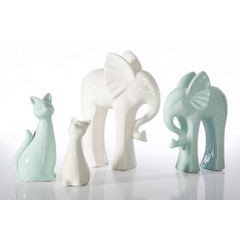 Figurka ceramiczna kot kolor miętowy 20 cm - 10 X 6 X 20 cm - jasnozielony 2