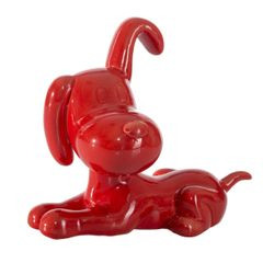 Figurka ceramiczna piesek czerwony 22 cm - 14 X 11 X 22 - czerwony 2