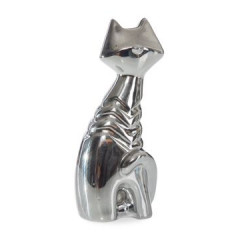Figurka ceramiczna srebrny kot 15 cm - 16 X 5 X 15 cm - srebrny 2