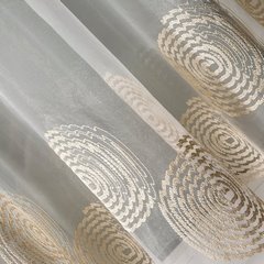 Firana haftowana beżowe ślimaczki biała przelotki 400x160cm - 400 X 160 cm - kremowy 5