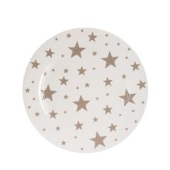 Talerz z porcelany biały CARLO w beżowe gwiazdki obiadowy 25 cm 1 szt Eurofirany - ∅ 25 x 1.5 cm - biały 2