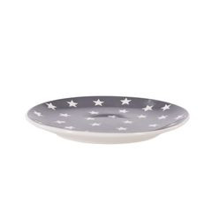 Talerz deserowy płytki CARLO stalowy w białe gwiazdki z porcelany Eurofirany - ∅ 17 x 1.5 cm - biały 1
