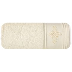 Ręcznik kąpielowy KLAS 2 z haftowanym ornamentem na bordiurze Eurofirany - 50 x 90 cm - kremowy 1