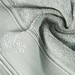 Ręcznik kąpielowy KLAS 2 z haftowanym ornamentem na bordiurze Eurofirany - 50 x 90 cm - srebrny 10