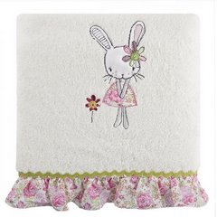 Dziecięcy ręcznik kąpielowy z kapturem z motywem króliczka Eurofirany - 75 x 75 cm - kremowy 3