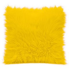 Poszewka na poduszkę miękkie futerko 45 x 45 cm żółta  - 45 X 45 cm - żółty 1