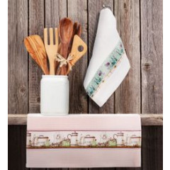 Ręczniki kichenne ariana biały=różowy komplet 2szt - 40 X 60 cm - biały/różowy 4