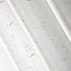 KAYLA biała lekka firana ze srebrnym nadrukiem kwiatów róży 140x250 cm na przelotkach EUROFIRANY - 140 x 250 cm - biały 2