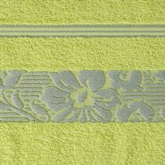 Ręcznik z bawełny z kwiatowym wzorem na bordiurze 70x140cm limonkowy - 70 X 140 cm - zielony 9
