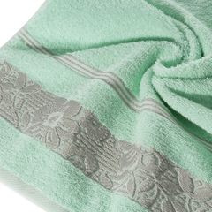 Ręcznik z bawełny z kwiatowym wzorem na bordiurze 50x90cm miętowy - 50 X 90 cm - miętowy 10