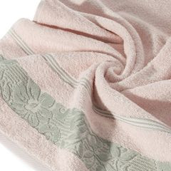 Ręcznik z bawełny z kwiatowym wzorem na bordiurze 70x140cm jasnoróżowy - 70 X 140 cm - różowy 10