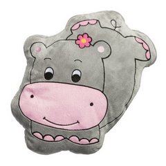 Poduszka przytulanka hipopotam szaro-różowa 30 x 35 cm - 30 X 35 cm - szary/różowy 1