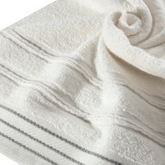 Ręcznik z bawełny z częścią ozdobną przetykaną błyszczącą nicią 70x140cm - 70 X 140 cm - kremowy 9