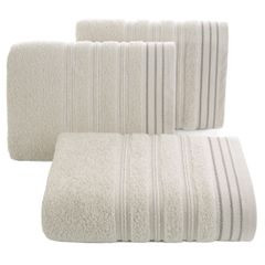 Ręcznik z bawełny z częścią ozdobną przetykaną błyszczącą nicią 50x90cm - 50 X 90 cm - beżowy 1