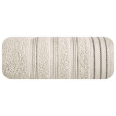 Ręcznik z bawełny z częścią ozdobną przetykaną błyszczącą nicią 50x90cm - 50 X 90 cm - beżowy 2