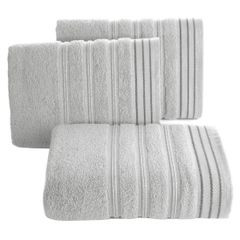 Ręcznik z bawełny z częścią ozdobną przetykaną błyszczącą nicią 70x140cm - 70 X 140 cm - srebrny 1