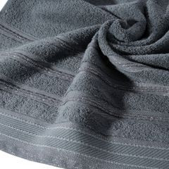 Ręcznik z bawełny z częścią ozdobną przetykaną błyszczącą nicią 70x140cm - 70 X 140 cm - stalowy 5