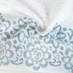 Ręcznik bawełniany biały Ria z bordiurą w niebieskie kwiaty 70x140 cm o gramaturze 500 g/m2 Eurofirany - 70 x 140 cm - biały 10