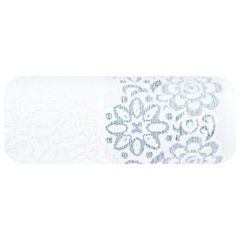 Ręcznik bawełniany biały Ria z bordiurą w niebieskie kwiaty 70x140 cm o gramaturze 500 g/m2 Eurofirany - 70 x 140 cm - biały 2