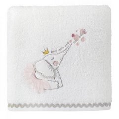 Ręcznik dziecięcy z trójwymiarową aplikacją ze słonikiem 70x140cm - 70 X 140 cm - biały 2