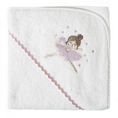 Ręcznik dziecięcy z trójwymiarową aplikacją z dziewczynką i kapturkiem 75x75cm - 75 x 75 cm - biały 1