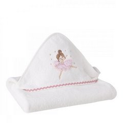 Ręcznik dziecięcy z trójwymiarową aplikacją z dziewczynką i kapturkiem 75x75cm - 75 x 75 cm - biały 2