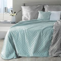 Narzuta na łóżko dwustronna pikowana hotpress 170x210 cm - 170 x 210 cm - niebieski 1