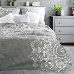 Narzuta na łóżko pikowana hotpress mandala 170x210 cm srebrna - 170 x 210 cm - srebrny 2