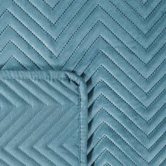 Narzuta niebieska SOFIA pikowana metodą hot press z matowego welwetu Eurofirany - 200 x 220 cm - niebieski 4