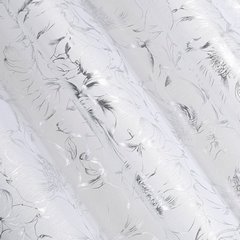 Dekoracja okienna FEZA biała ze srebrnym wzorem kwiatowym na przelotkach  Eurofirany - 140 x 250 cm - biały 2