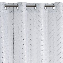 Dekoracja okienna BIRAY biała zdobiona srebrnym wzorem na przelotkach Eurofirany - 140 x 250 cm - biały 4