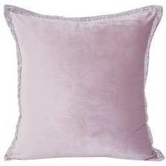 Elegancka poszewka na poduszkę różowa ze srebrnym wykończeniem 40 x 40 cm  - 40 X 40 cm - jasnoróżowy 1