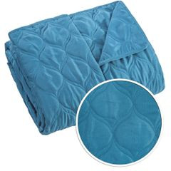 Narzuta na łóżko przeszywana 170x210 cm niebieska - 170 x 210 cm - niebieski 4