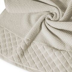 Ręcznik z bawełny z miękką bordiurą w kosteczkę 50x90cm beżowy - 50 X 90 cm - beżowy 5