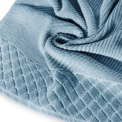 Ręcznik z bawełny z miękką bordiurą w kosteczkę 50x90cm ciemnoniebieski - 50 X 90 cm - niebieski 5