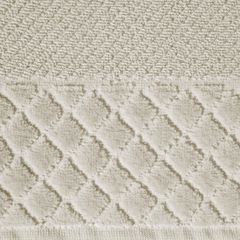 Ręcznik z bawełny z miękką bordiurą w kosteczkę 70x140cm beżowy - 70 X 140 cm - beżowy 7