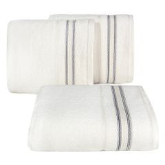 Ręcznik z bawełny z bordiurą podkreśloną srebrną nitką 70x140cm - 70 X 140 cm - kremowy 1