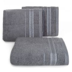 Ręcznik z bawełny z bordiurą podkreśloną srebrną nitką 50x90cm - 50 X 90 cm - stalowy 1