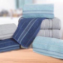Ręcznik z bawełny z bordiurą podkreśloną srebrną nitką 50x90cm - 50 X 90 cm - turkusowy 10