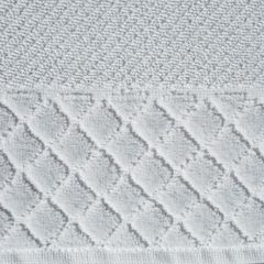 Ręcznik z bawełny z miękką bordiurą w kosteczkę 70x140cm popielaty - 70 X 140 cm - srebrny 4