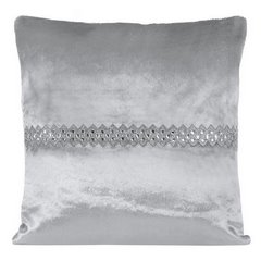 Poszewka na poduszkę srebrna ze srebrnym paskiem 40 x 40 cm  - 40 X 40 cm - srebrny 1