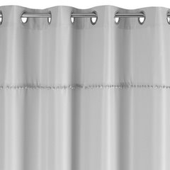 Zasłona DEFNE z matowej tkaniny z pomponami Eurofirany - 135 x 260 cm - stalowy 4