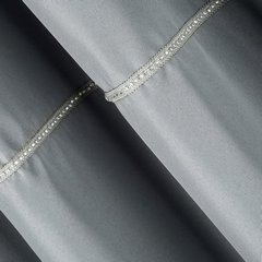 Deniz srebrna zasłona zdobiona lamówką z kryształami na przelotkach 140x270 cm Eurofirany - 140 x 270 cm - stalowy 2