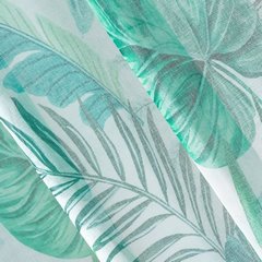 Dekoracja okienna NAIRA biała z etaminy w zielone liście palmowe na przelotkach Eurofirany - 140 x 250 cm - turkusowy 2