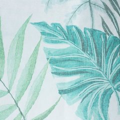 Dekoracja okienna NAIRA biała z etaminy w zielone liście palmowe na przelotkach Eurofirany - 140 x 250 cm - turkusowy 3