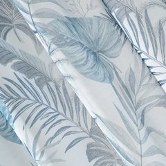 Dekoracja okienna NAIRA z etaminy w niebieskie liście palmowe Eurofirany - 140 x 250 cm - biały 2