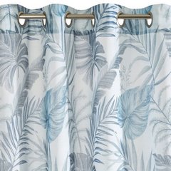 Dekoracja okienna NAIRA z etaminy w niebieskie liście palmowe Eurofirany - 140 x 250 cm - biały 4