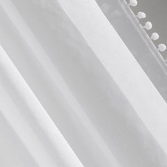 Dekoracja okienna ALMINA biała z lamówką z pomponami w stylu boho  na taśmie Eurofirany - 140 x 270 cm - biały 2
